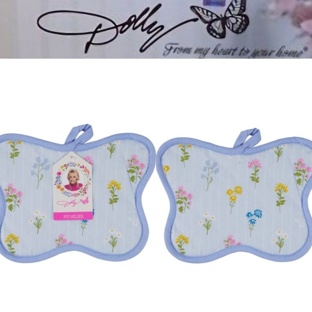 Dolly Parton Floral Butterfly  Shaped Pot Holders